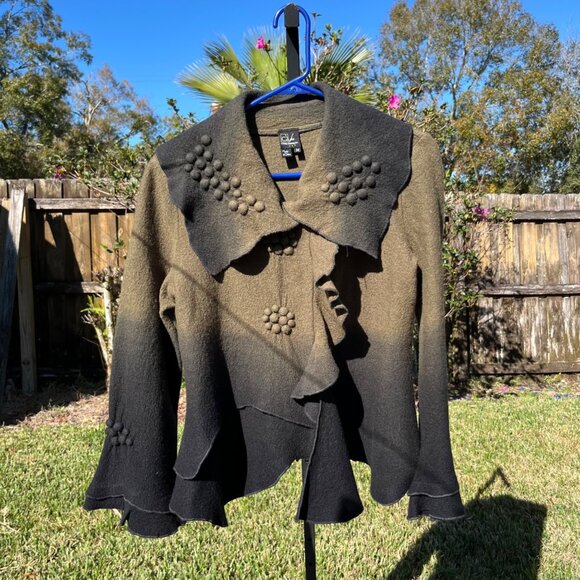 Covelo Jackets & Blazers - Vintage y2k CoVelo Green Fairy Cottagecore Art To Wear Boiled Wool Jacket Size M